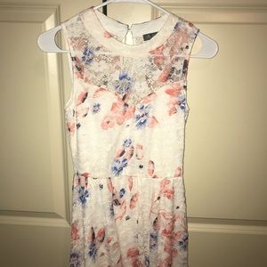 White Floral print Lace Dress